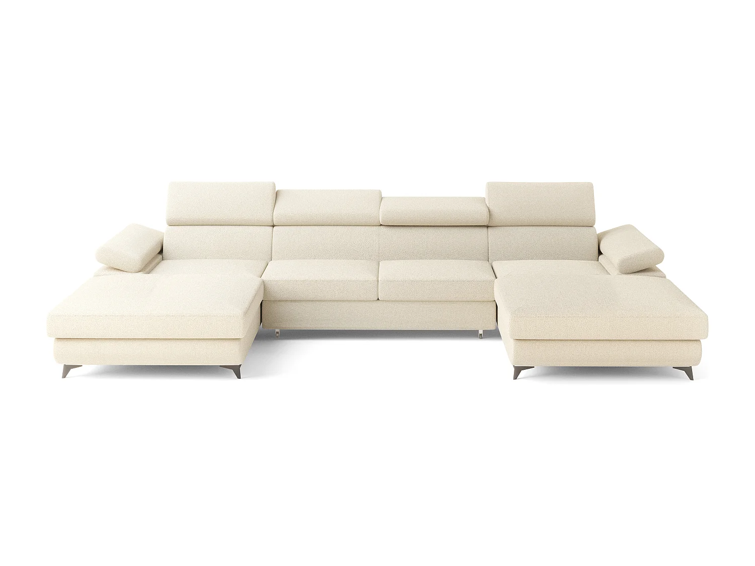 Hoekbank DETTI van fluweel met slaapfunctie Creme