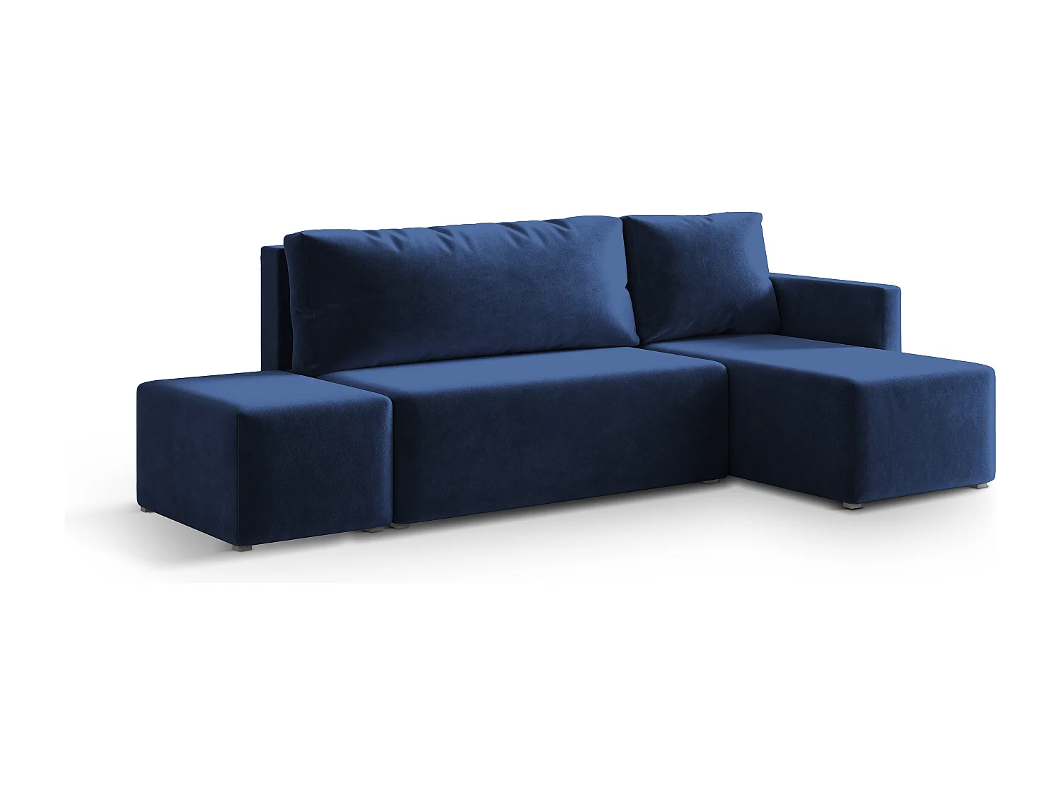 Hoekbank VELOTTI van fluweel met slaapfunctie Blau