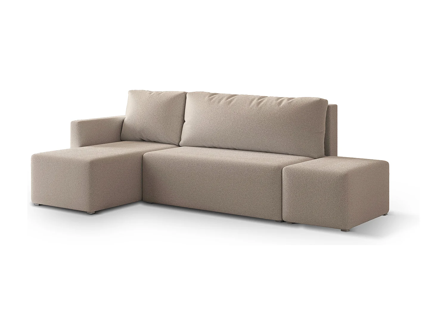 Hoekbank VELOTTI van fluweel met slaapfunctie Beige