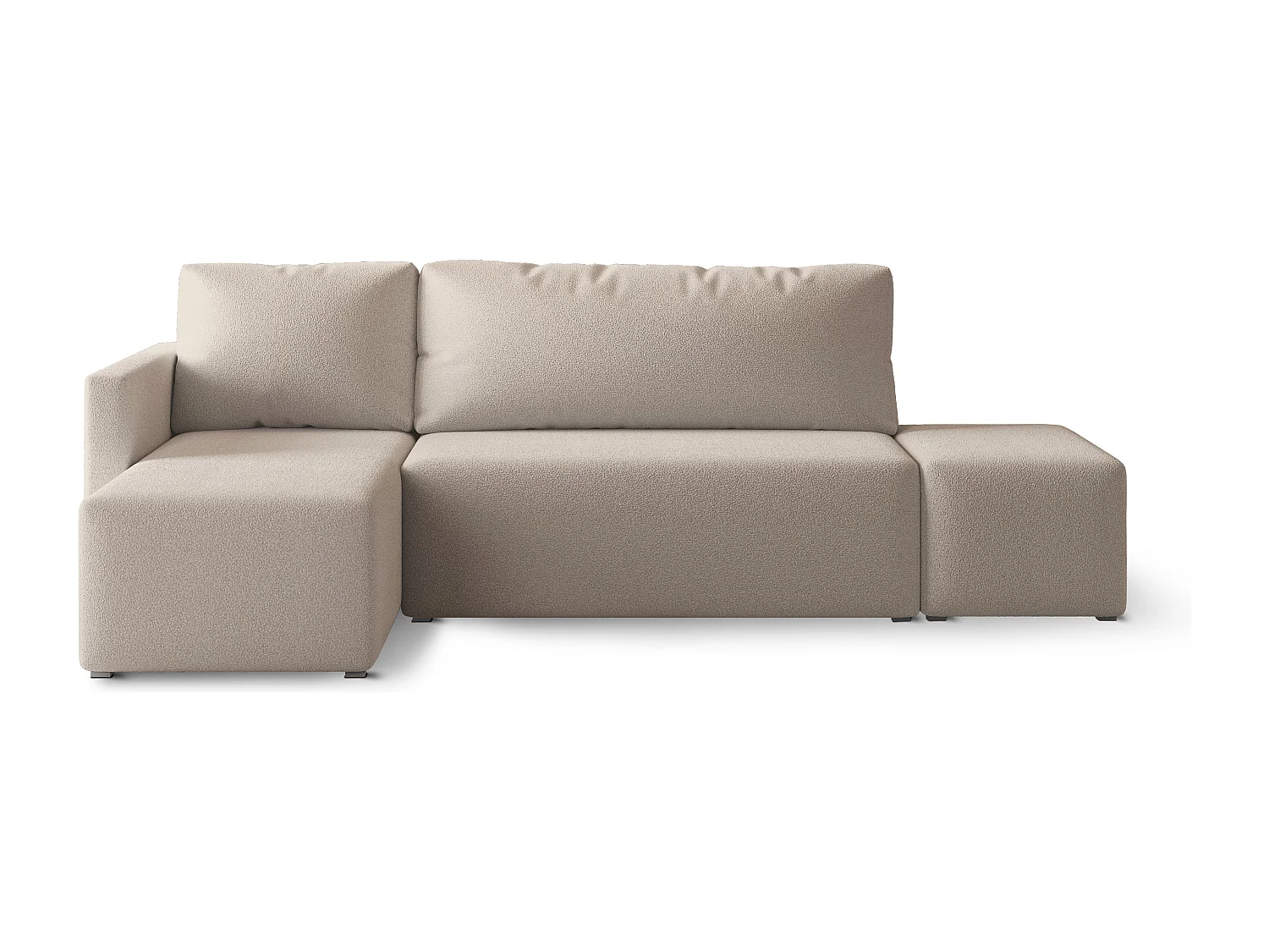 Hoekbank VELOTTI van fluweel met slaapfunctie Beige