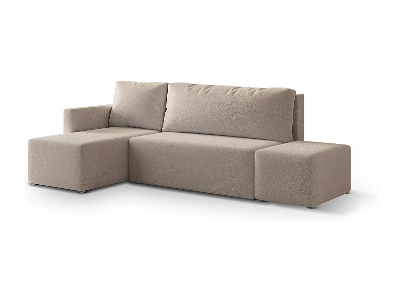 Hoekbank VELOTTI van fluweel met slaapfunctie Beige