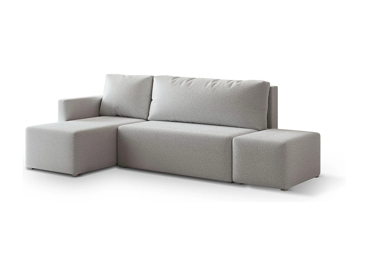 Hoekbank VELOTTI van fluweel met slaapfunctie Hellgrau