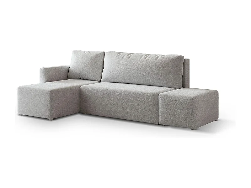 Canapé d'angle VELOTTI Gris clair en bouclé avec fonction de couchage