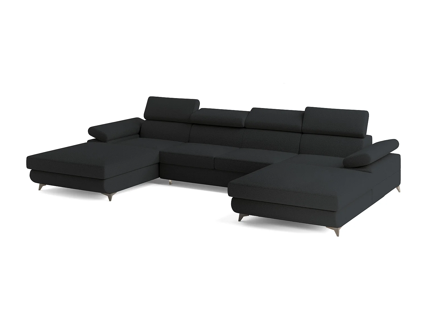 Canapé d'angle DETTI Noir en bouclé avec fonction de couchage