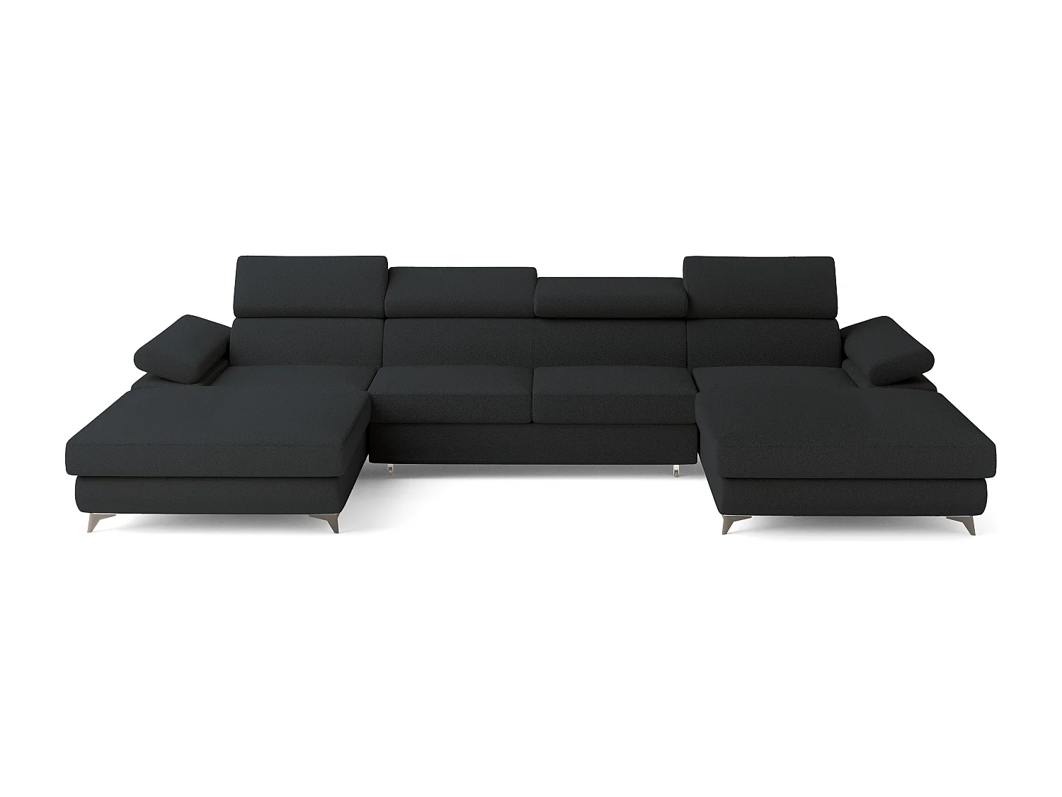 Canapé d'angle DETTI Noir en bouclé avec fonction de couchage