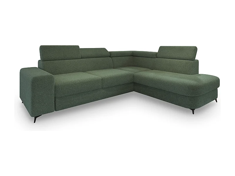 Hoekbank ALVORO van fluweel met slaapfunctie Grün