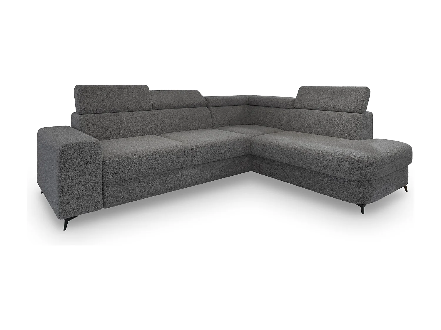 Hoekbank ALVORO van fluweel met slaapfunctie Grau