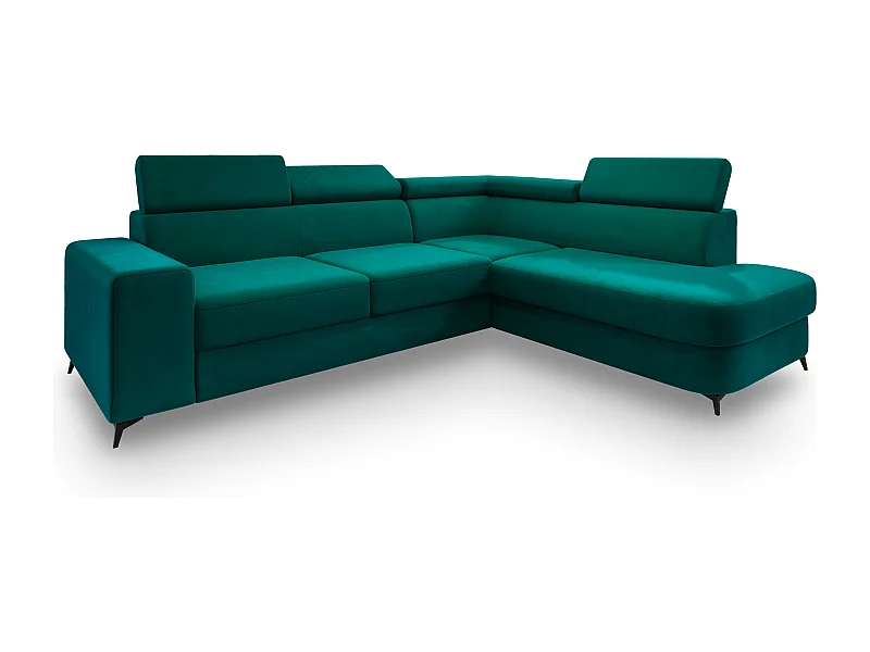 Hoekbank ALVORO van fluweel met slaapfunctie Blau