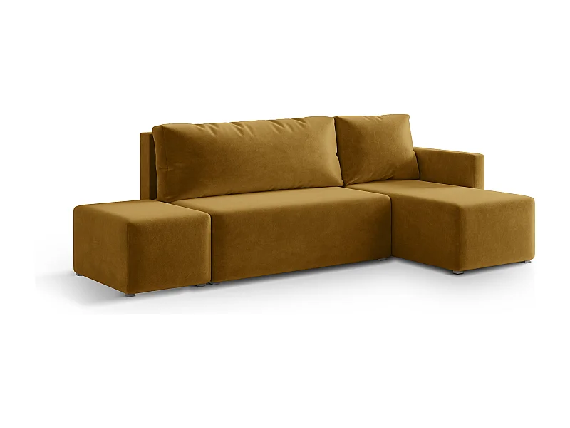 Hoekbank VELOTTI van fluweel met slaapfunctie Gelb