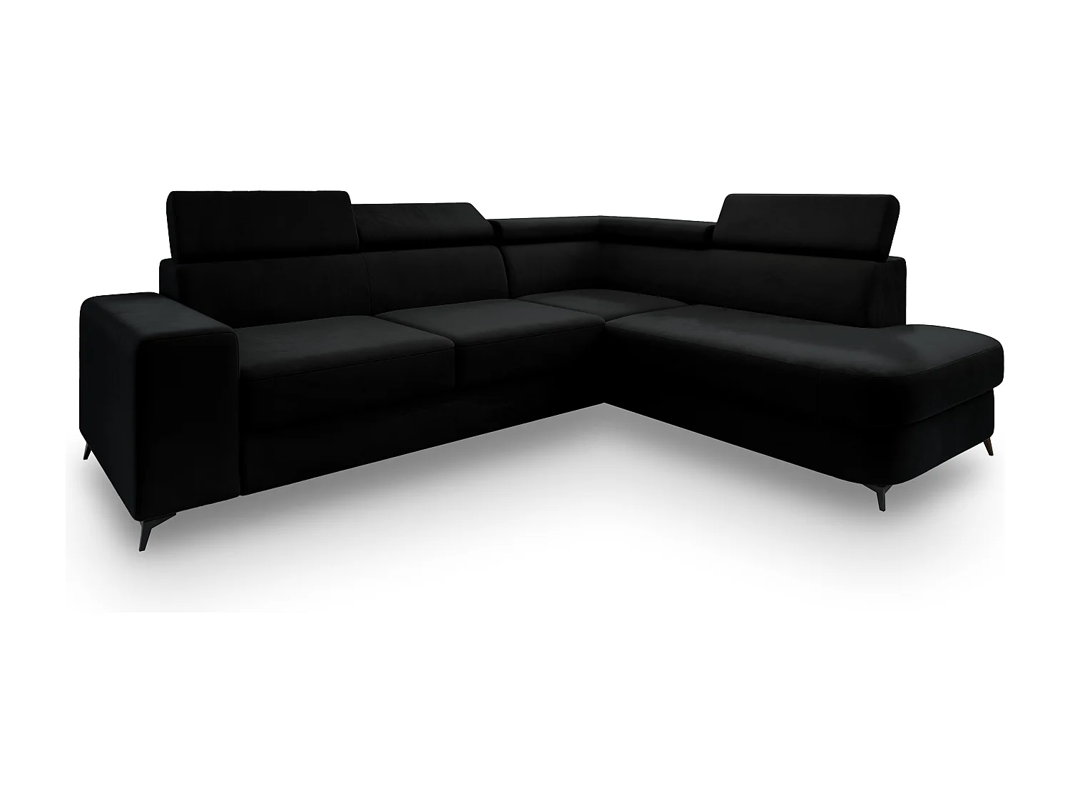 Hoekbank ALVORO van fluweel met slaapfunctie Schwarz