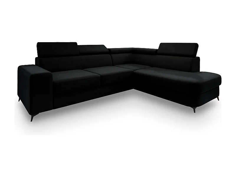 Hoekbank ALVORO van fluweel met slaapfunctie Schwarz