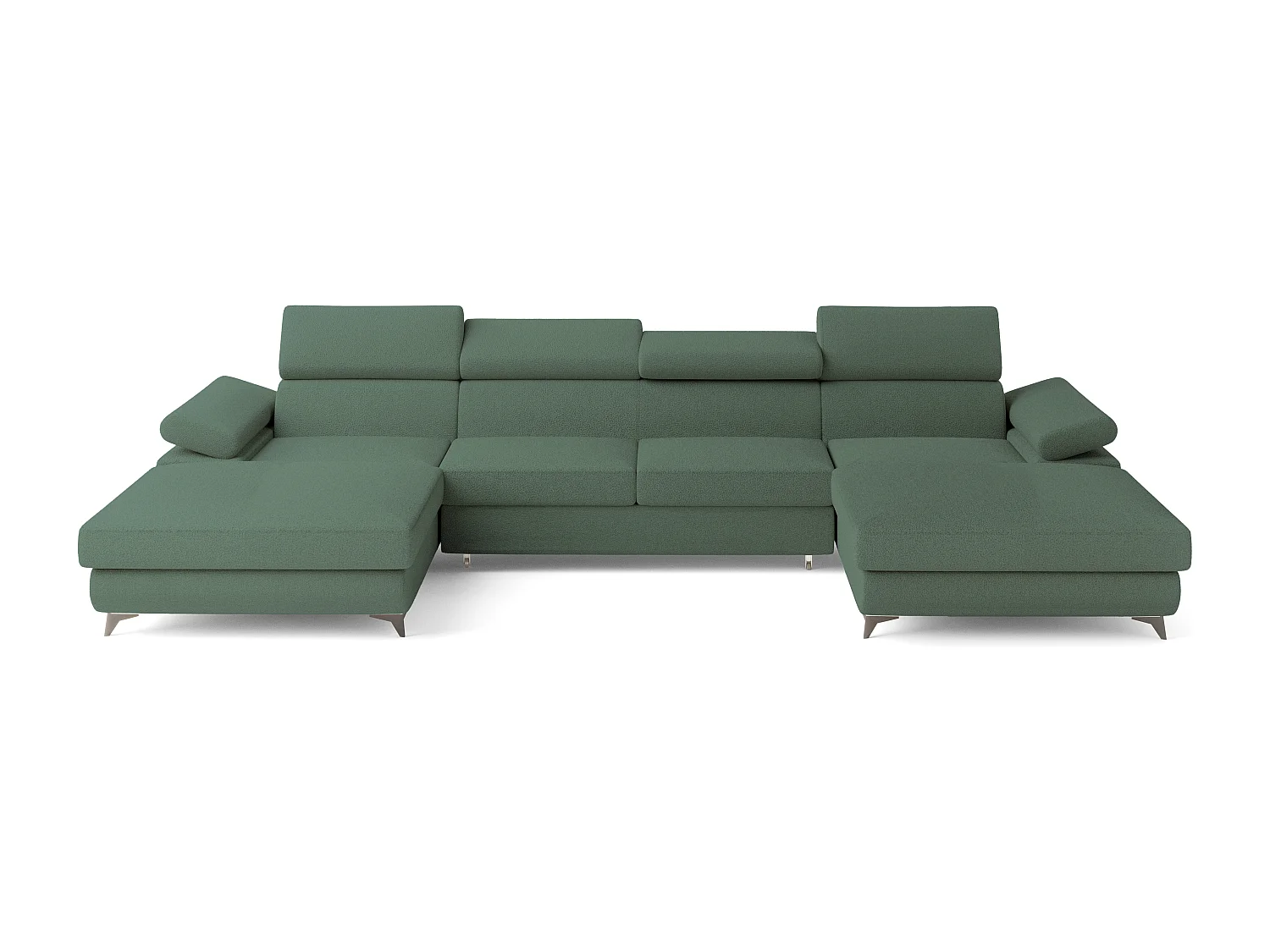 Canapé d'angle DETTI Vert en bouclé avec fonction de couchage