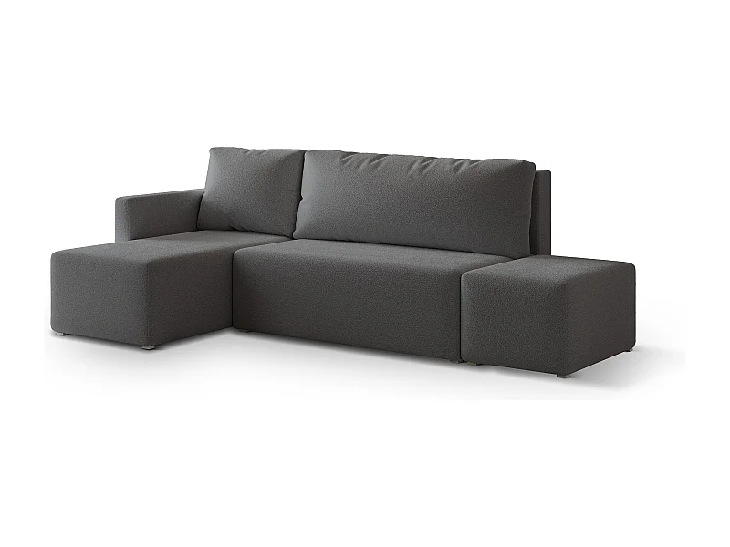 Hoekbank VELOTTI van fluweel met slaapfunctie Grau