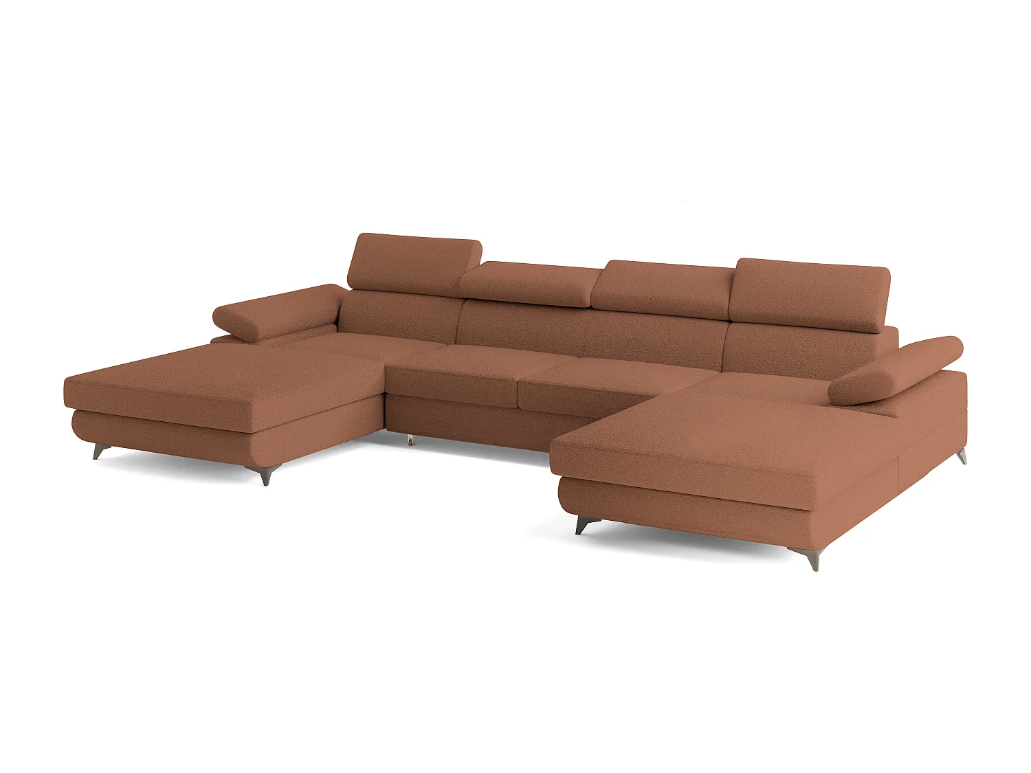 Canapé d'angle DETTI Cuivré en bouclé avec fonction de couchage