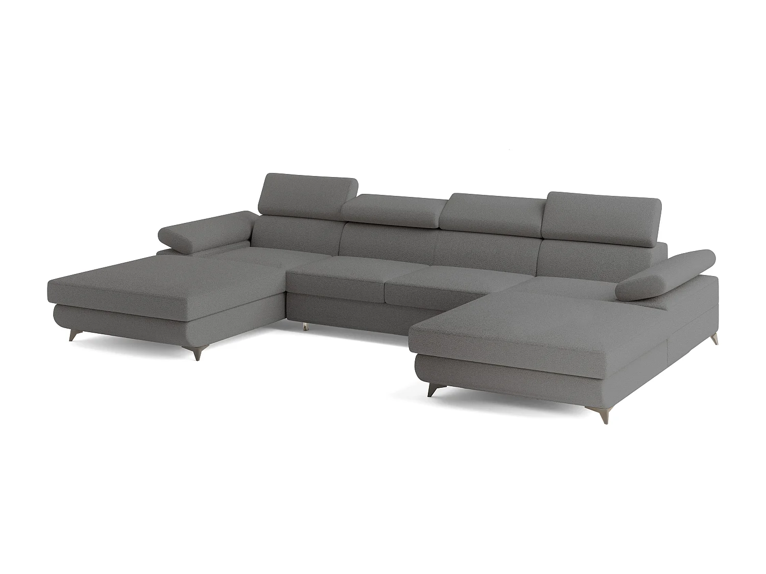 Canapé d'angle DETTI Gris en bouclé avec fonction de couchage