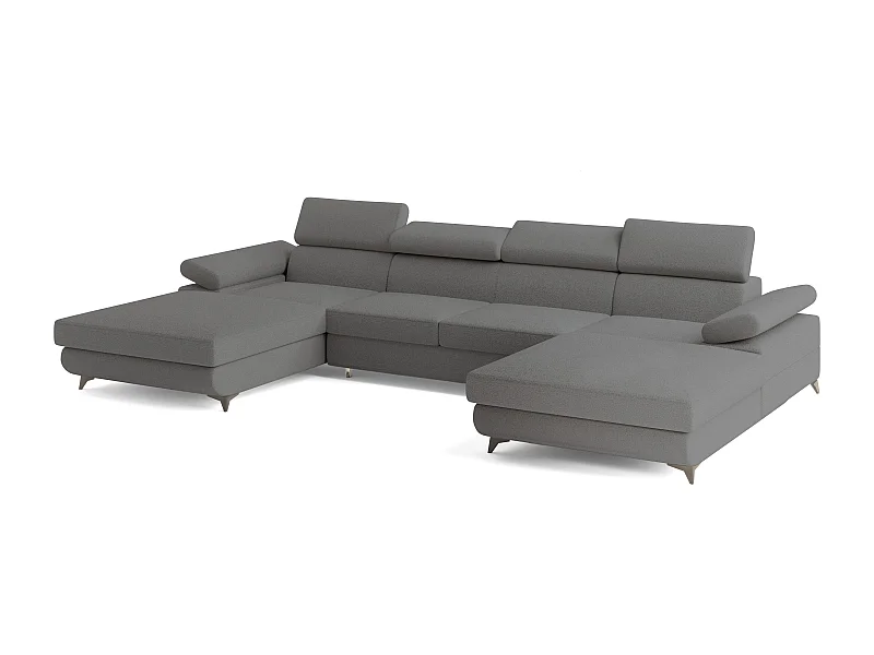 Hoekbank DETTI van fluweel met slaapfunctie Grau