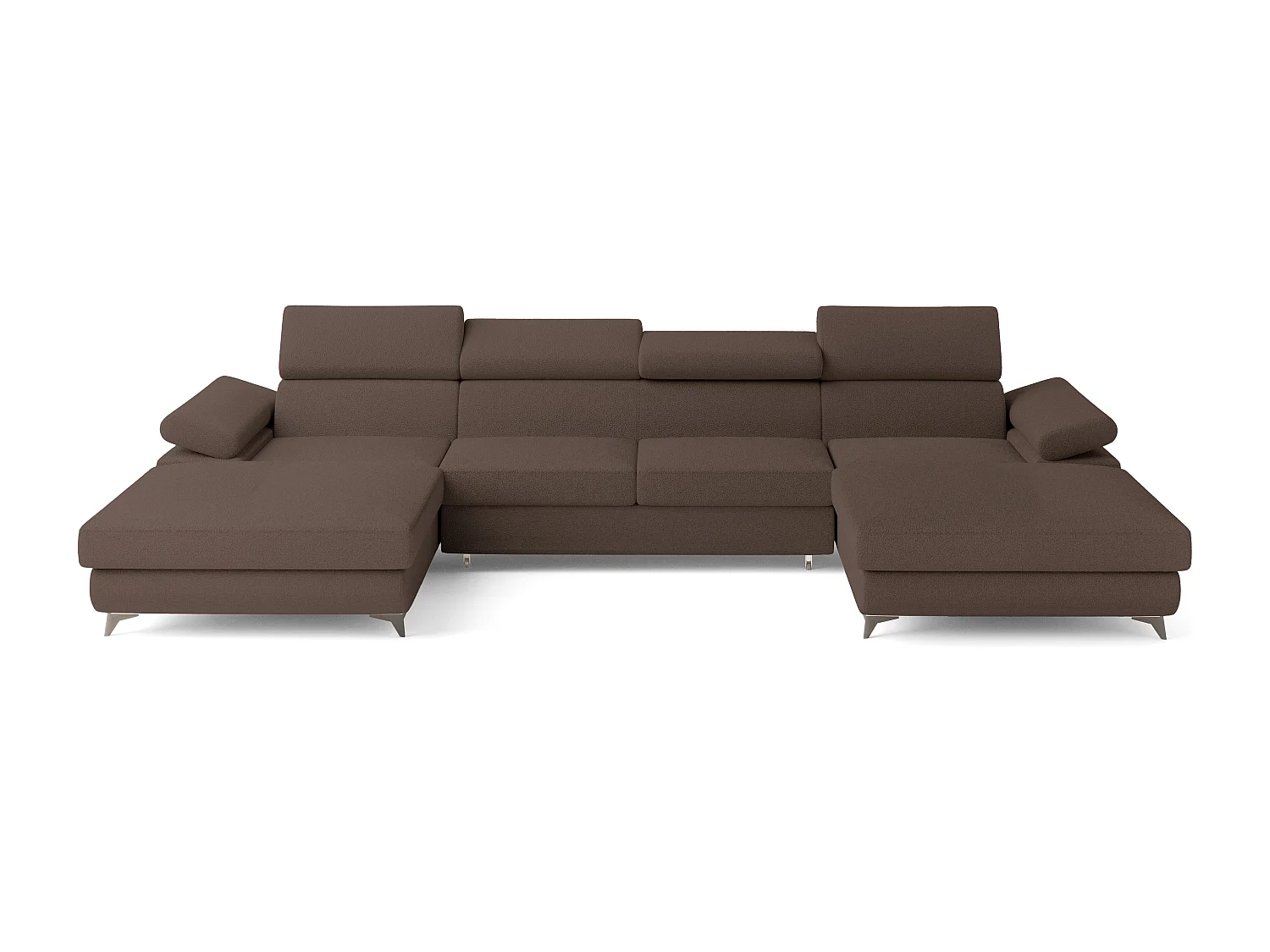 Canapé d'angle DETTI Marron en bouclé avec fonction de couchage