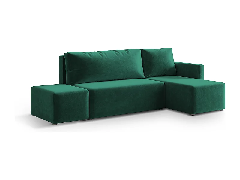 Hoekbank VELOTTI van fluweel met slaapfunctie Grün