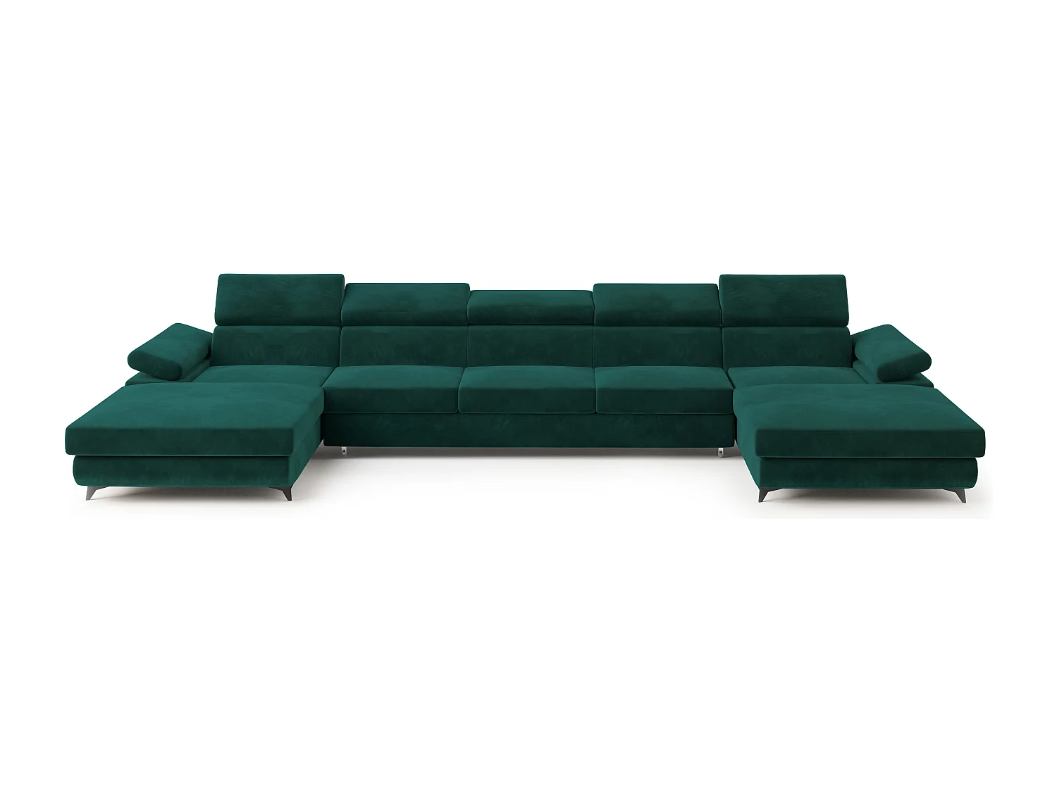 Hoekbank VIVENTE van fluweel met slaapfunctie Grün
