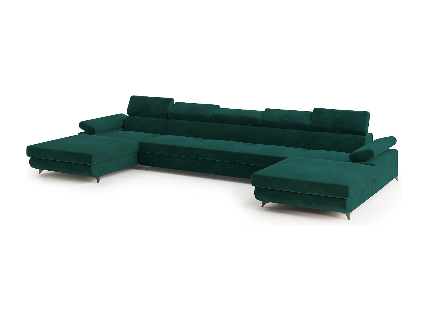 Canapé d'angle VIVENTE Vert en velours avec fonction de couchage