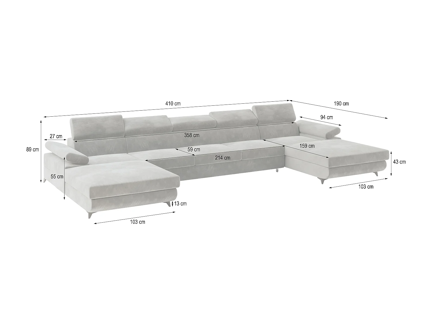 Canapé d'angle VIVENTE Vert en velours avec fonction de couchage