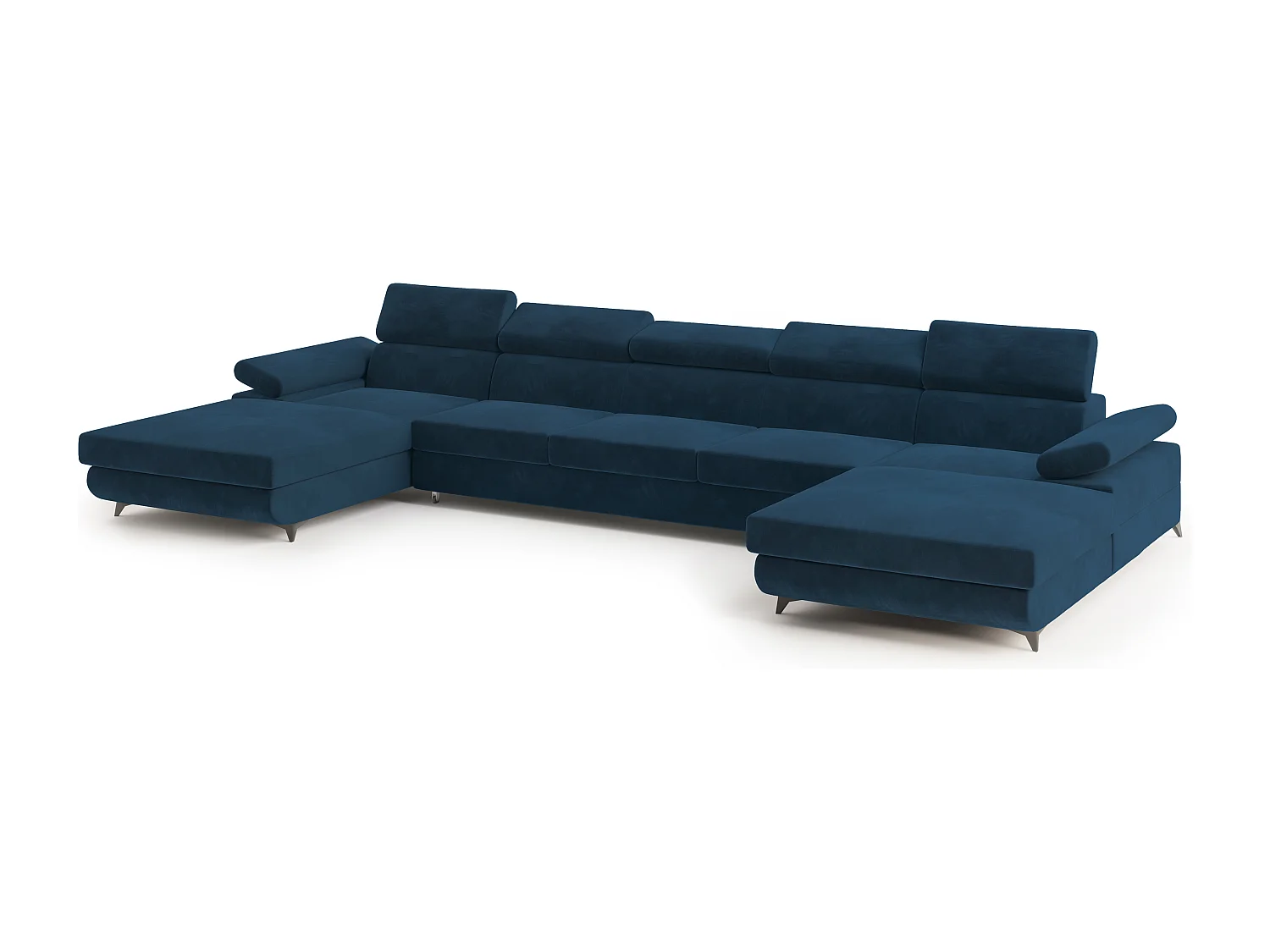 Canapé d'angle VIVENTE Bleu en velours avec fonction de couchage