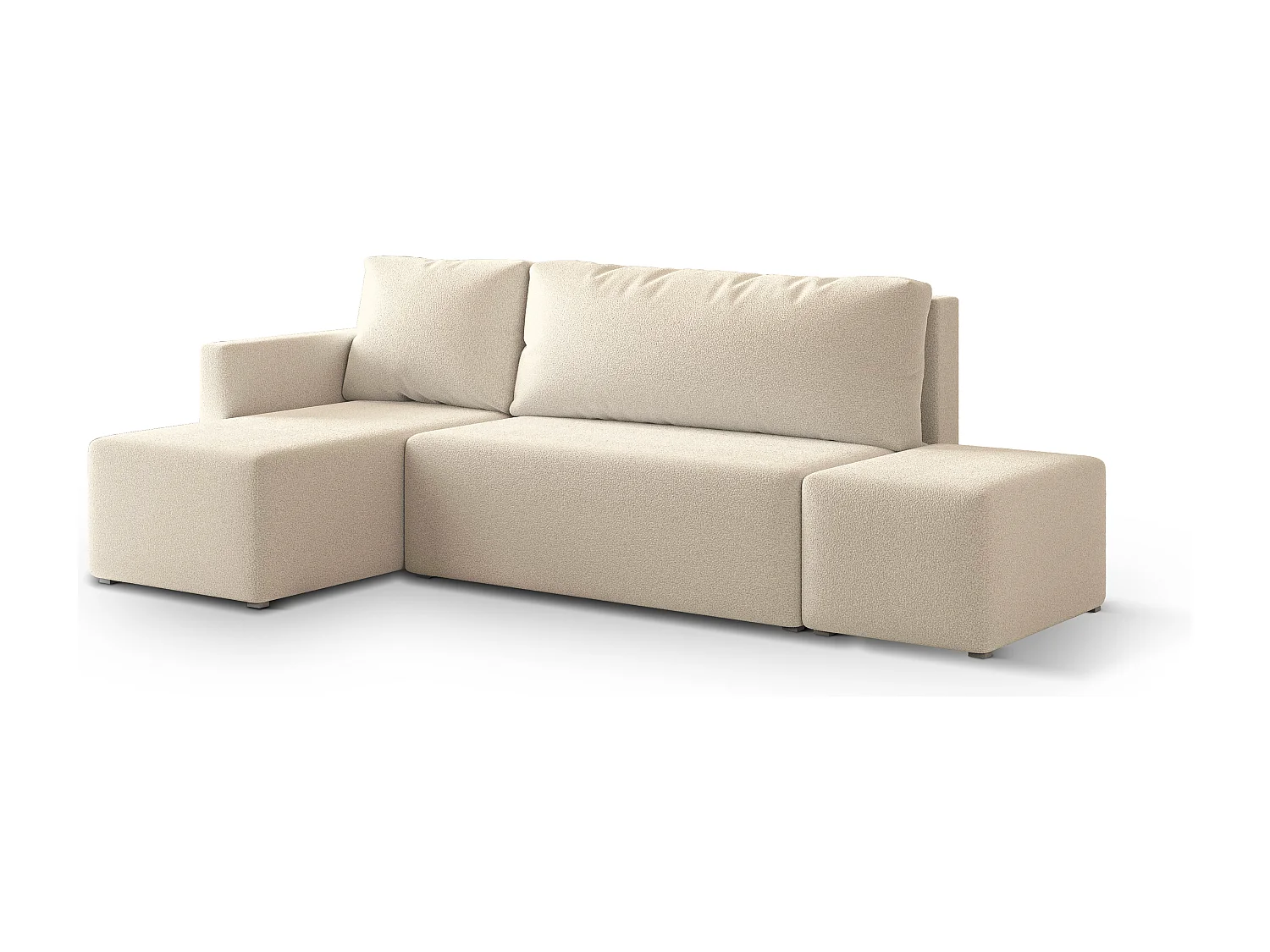 Hoekbank VELOTTI van fluweel met slaapfunctie Creme