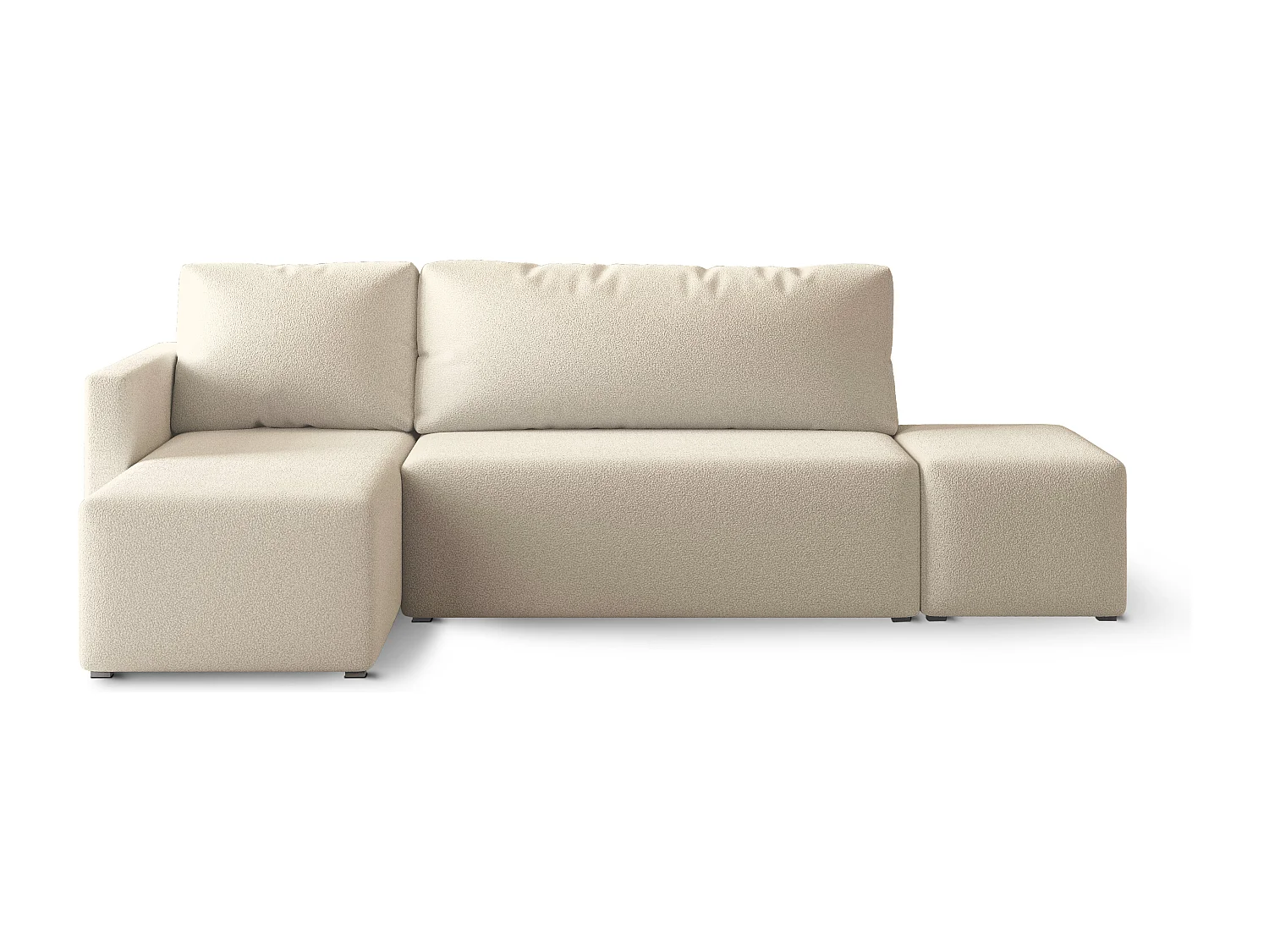 Hoekbank VELOTTI van fluweel met slaapfunctie Creme