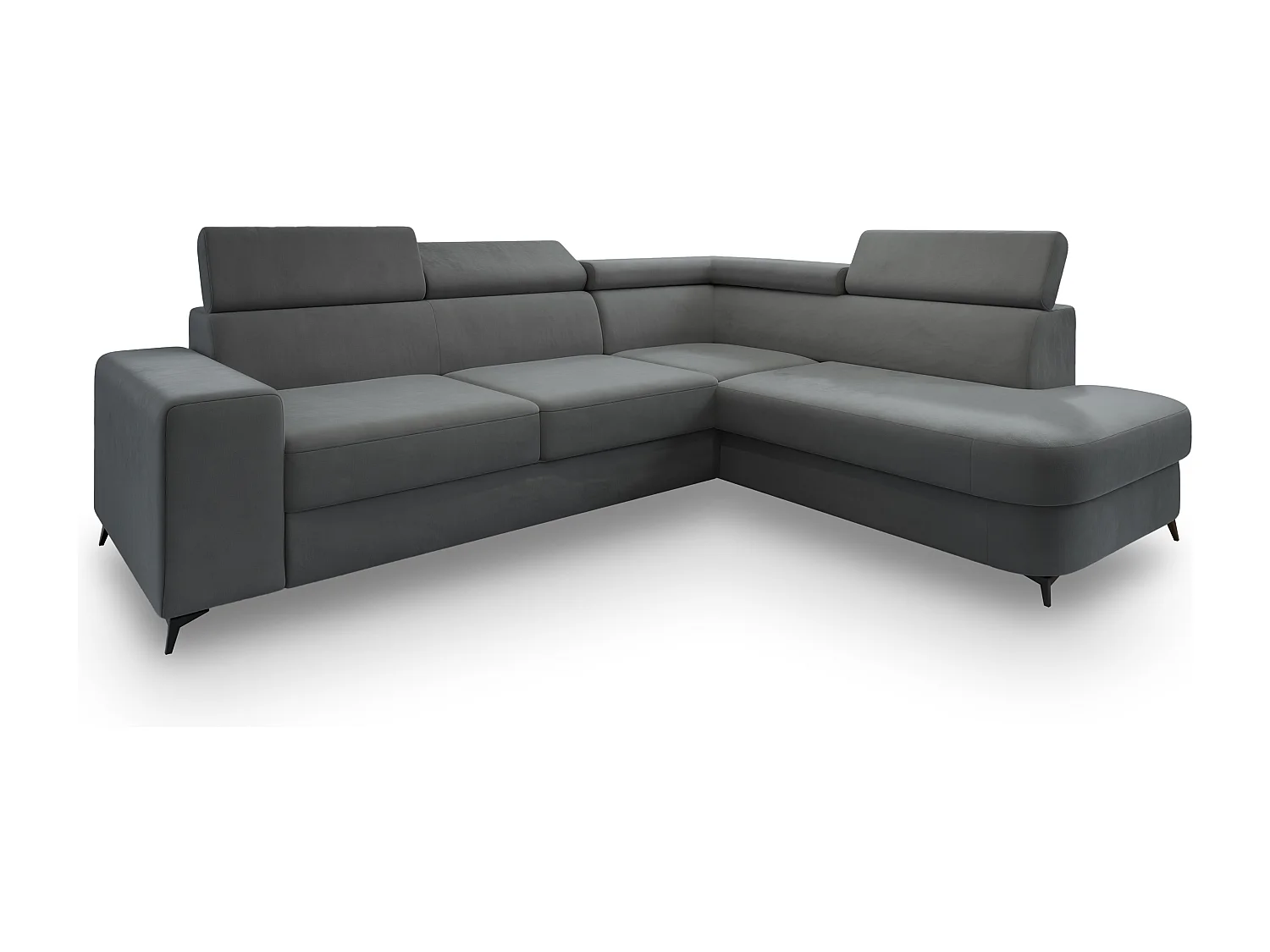 Hoekbank ALVORO van fluweel met slaapfunctie Grau