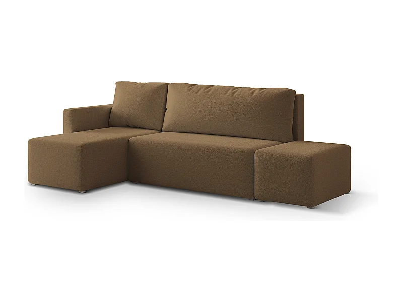 Hoekbank VELOTTI van fluweel met slaapfunctie Orange