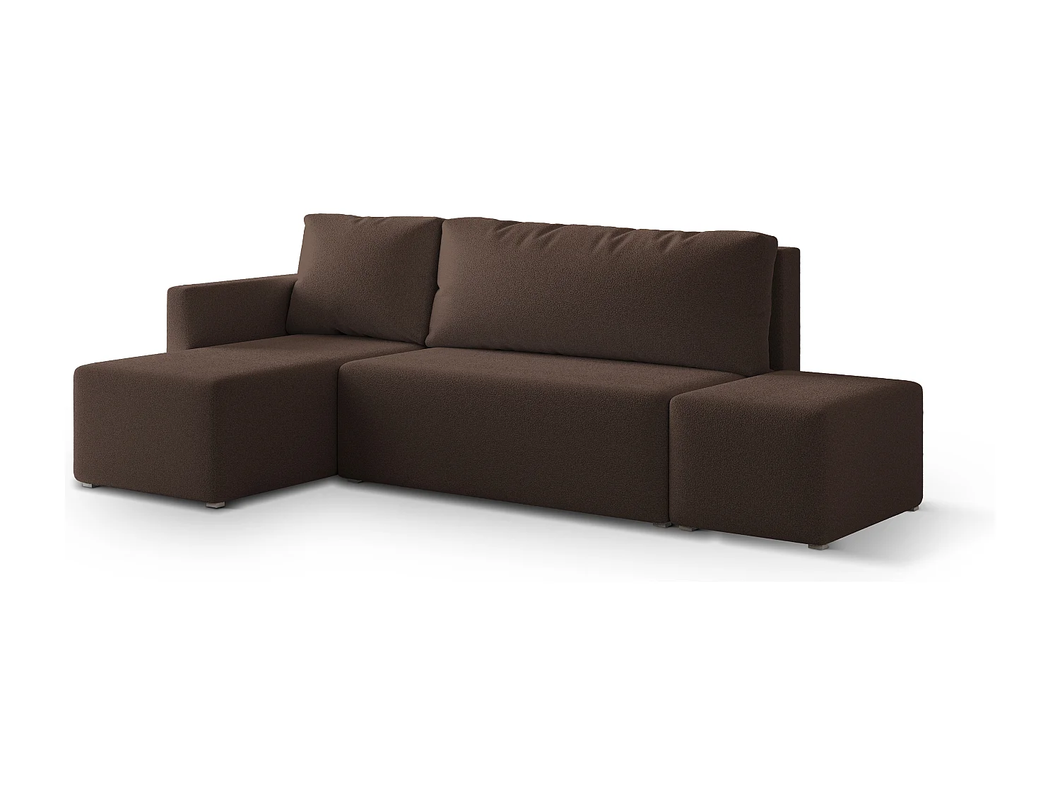 Hoekbank VELOTTI van fluweel met slaapfunctie Braun