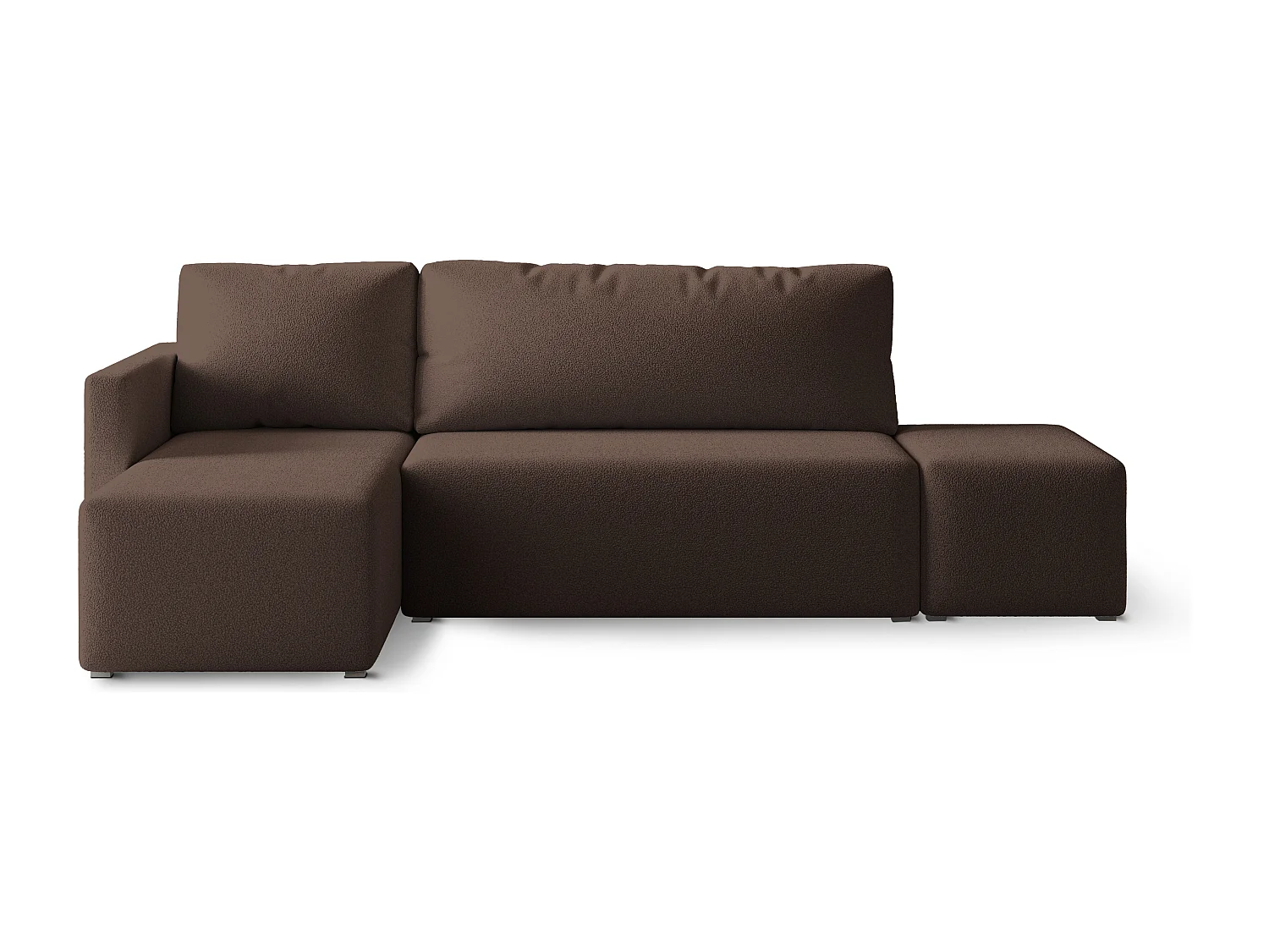 Hoekbank VELOTTI van fluweel met slaapfunctie Braun