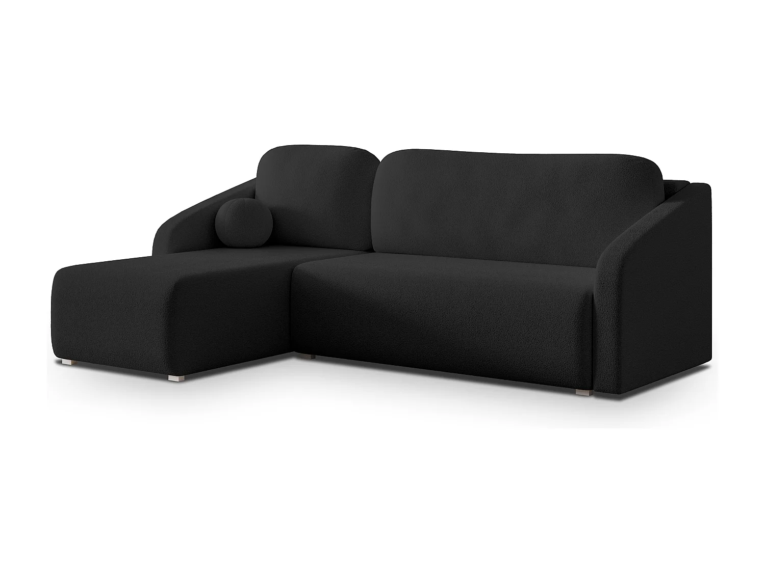 Hoekbank MARELLO van fluweel met slaapfunctie Schwarz