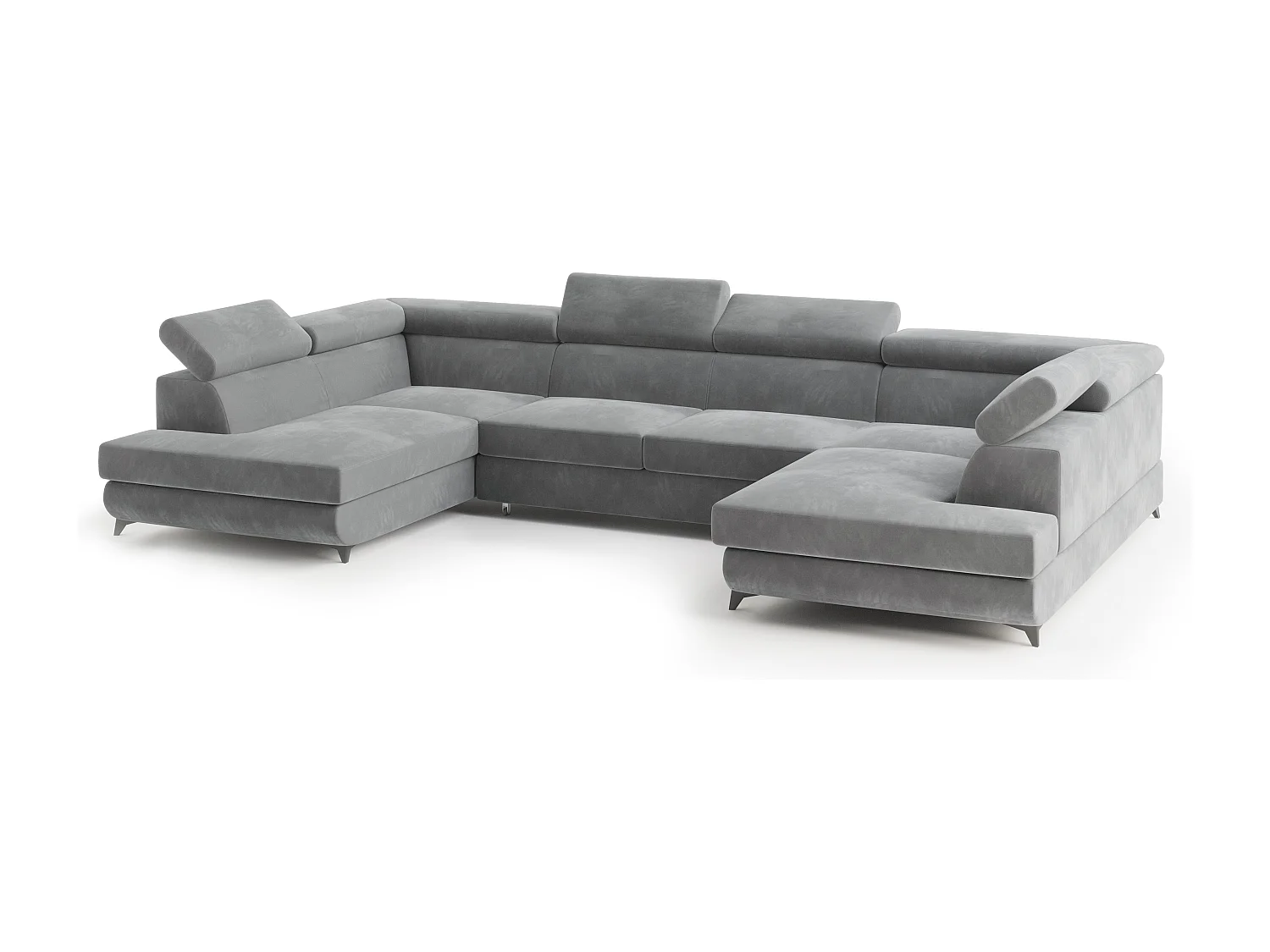 Hoekbank VINTESSA van fluweel met slaapfunctie Hellgrau