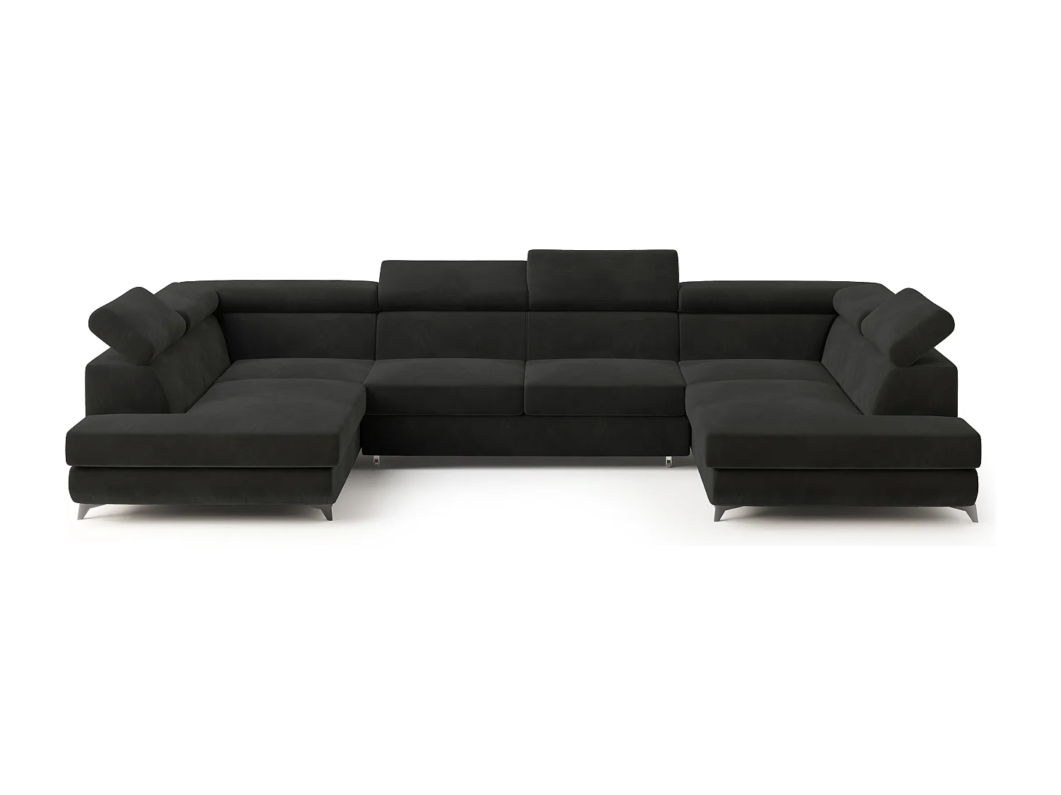 Hoekbank VINTESSA van fluweel met slaapfunctie Schwarz