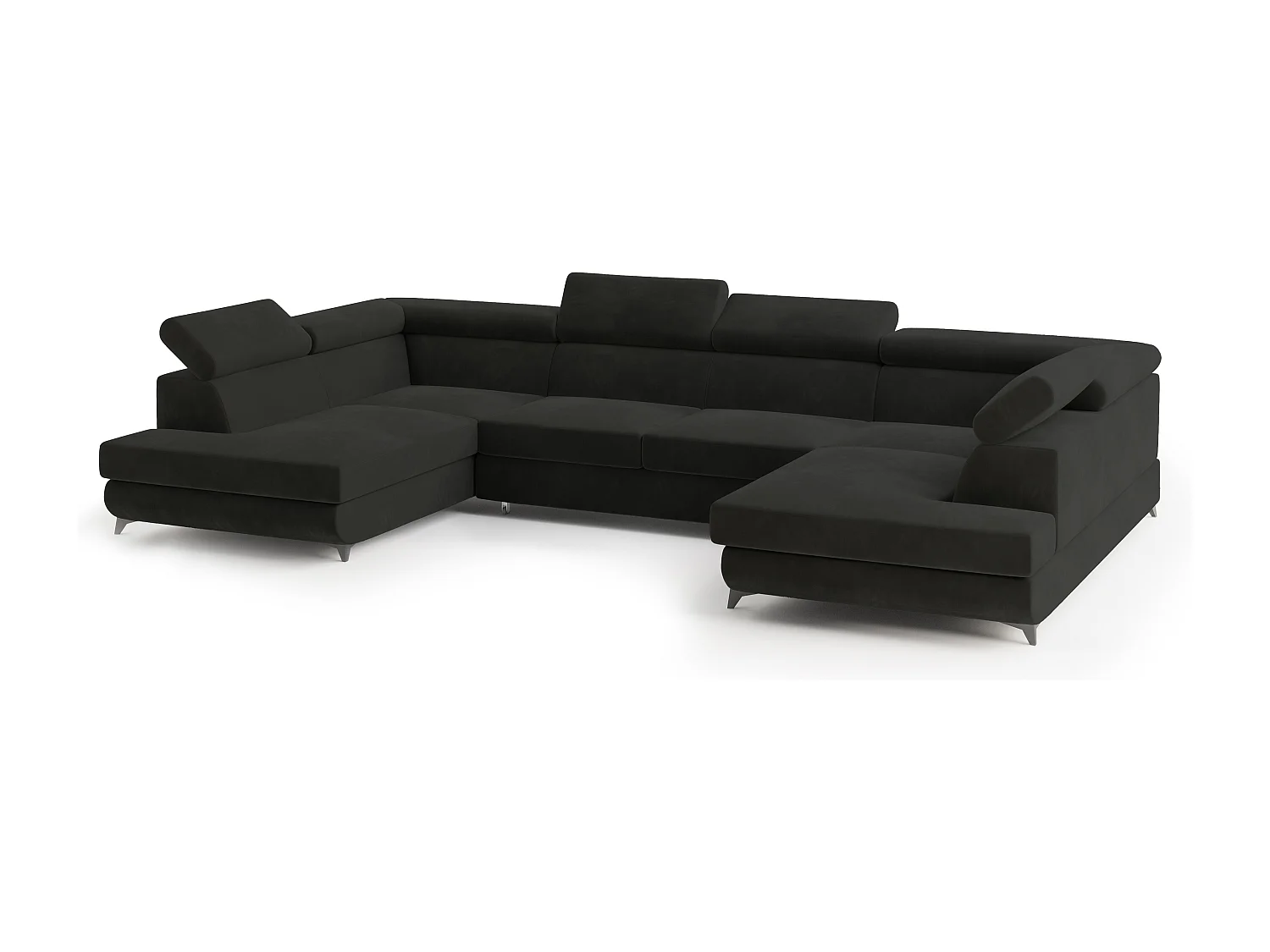 Canapé d'angle VINTESSA Noir en velours avec fonction de couchage