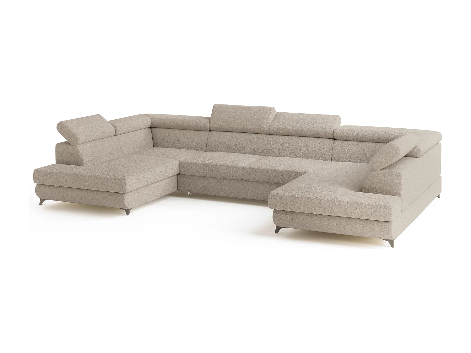 Canapé d'angle VINTESSA Beige en bouclé avec fonction de couchage