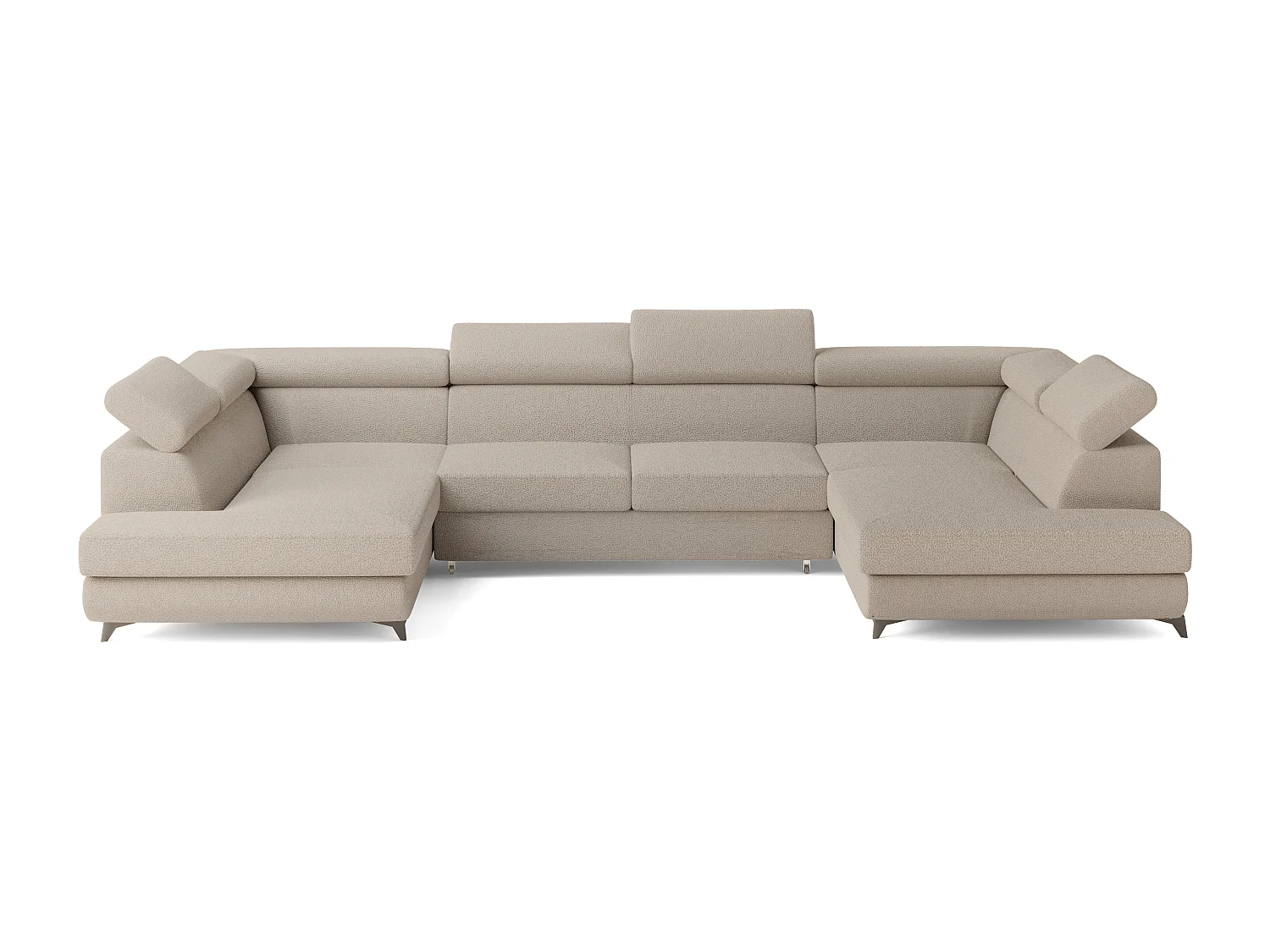Canapé d'angle VINTESSA Beige en bouclé avec fonction de couchage
