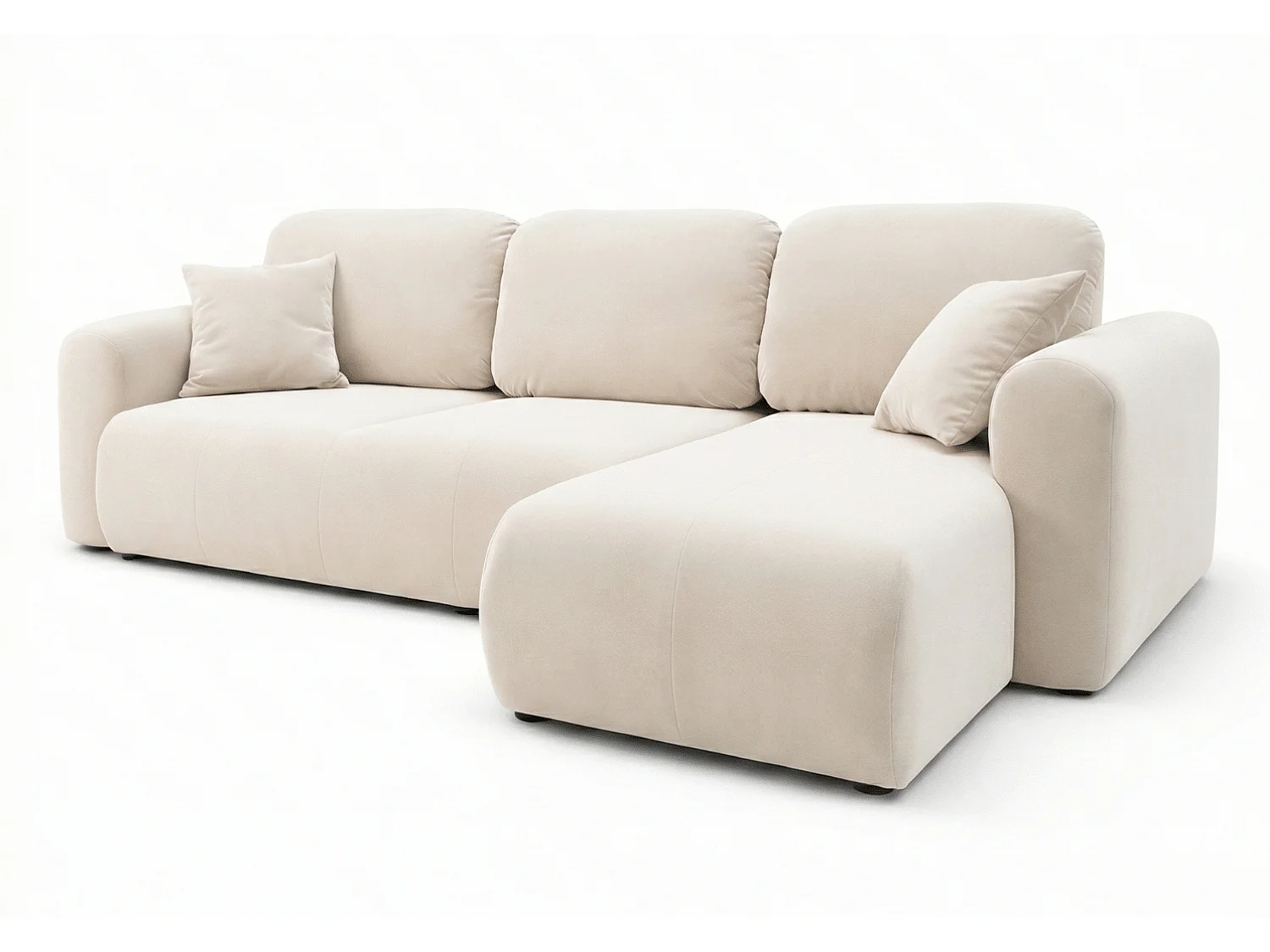 Canapé d’angle convertible élégant, version droite, BINGO L, 245 × 148 × 87 cm, en tissu Paros 1 beige