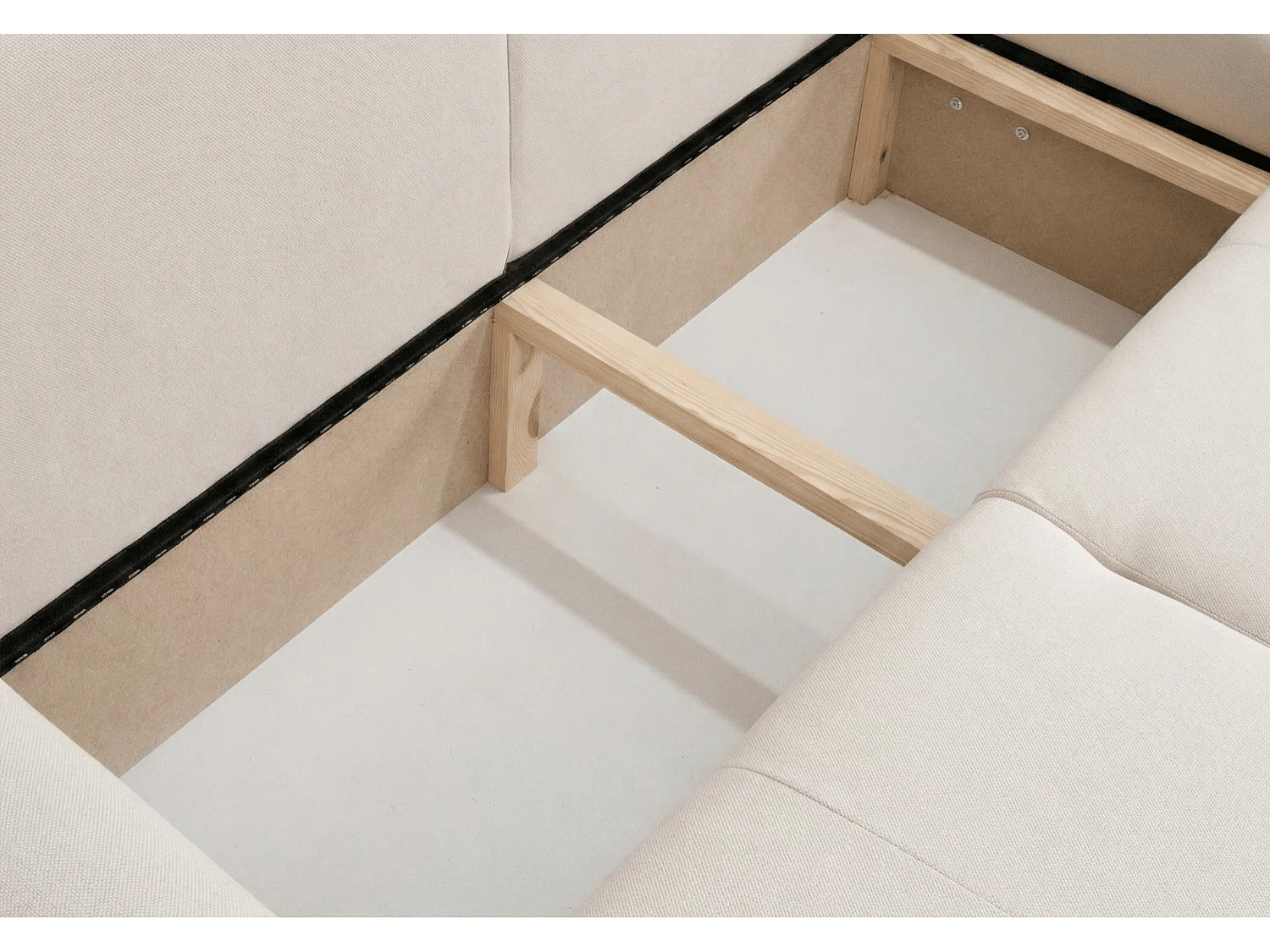 Canapé d’angle convertible élégant, version droite, BINGO L, 245 × 148 × 87 cm, en tissu Paros 1 beige