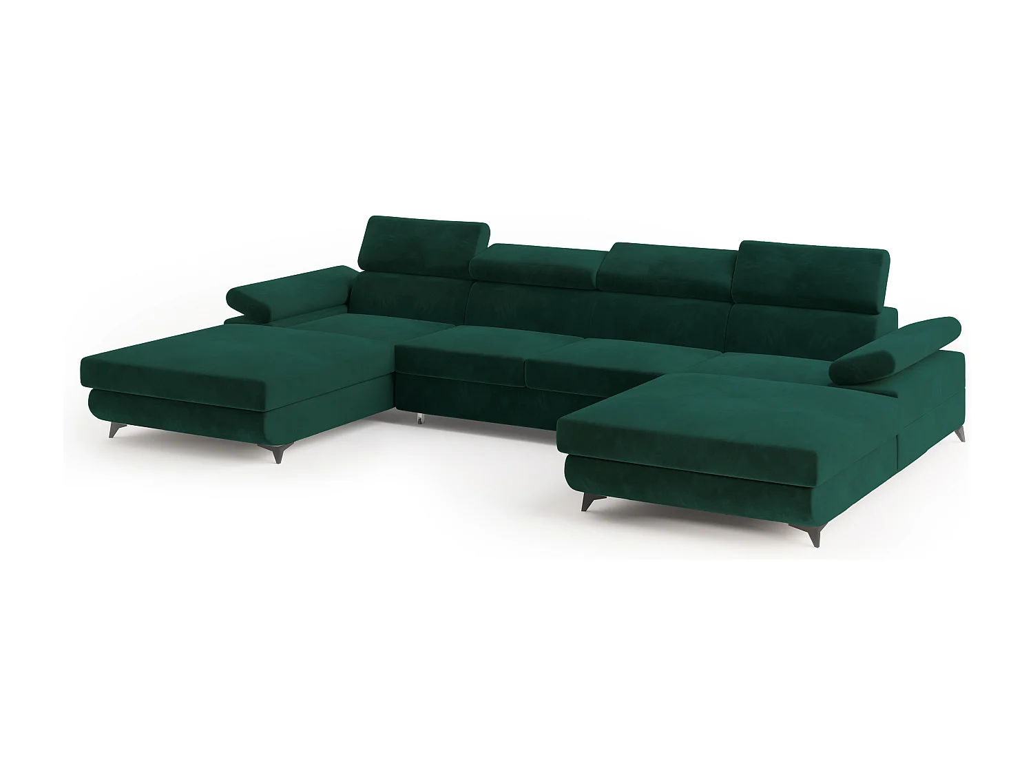 Canapé d'angle DETTI Vert en velours avec fonction de couchage
