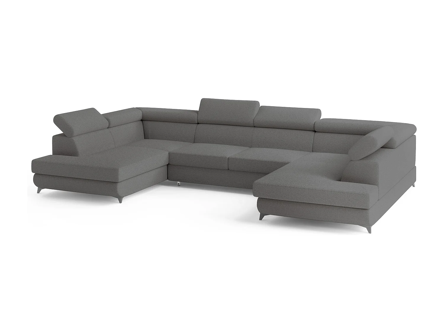 Canapé d'angle VINTESSA Gris en bouclé avec fonction de couchage