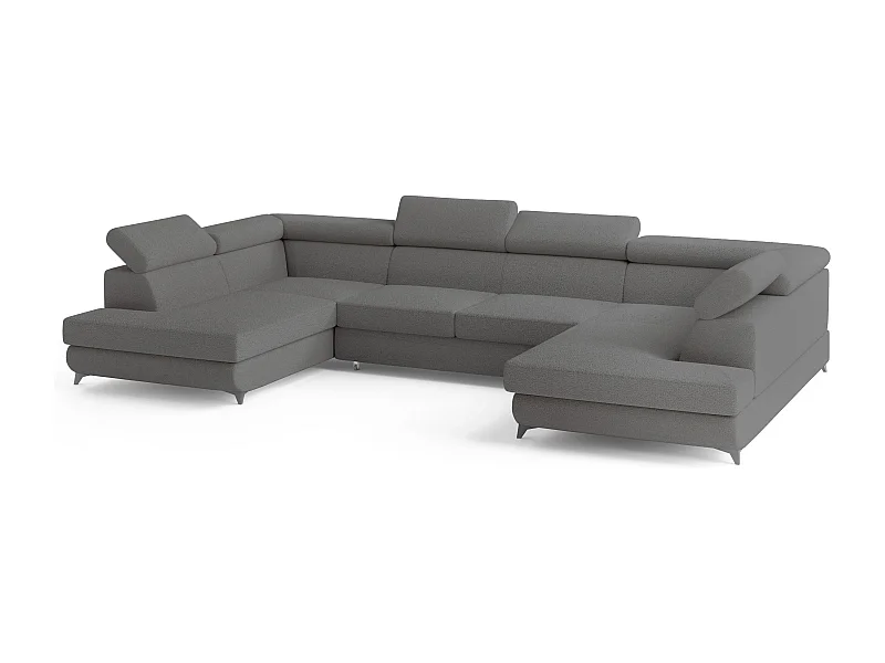 Hoekbank VINTESSA van fluweel met slaapfunctie Grau
