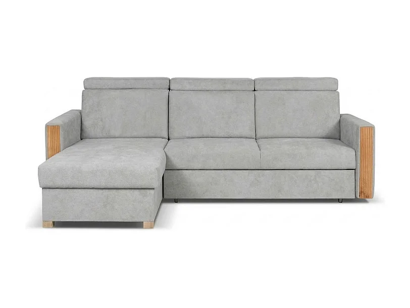 Canapé d’angle convertible gauche TANIA 261x160x103 cm en tissu GERRA 65 gris