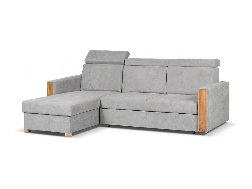 Canapé d’angle convertible gauche TANIA 261x160x103 cm en tissu GERRA 65 gris