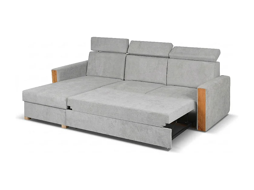 Canapé d’angle convertible gauche TANIA 261x160x103 cm en tissu GERRA 65 gris