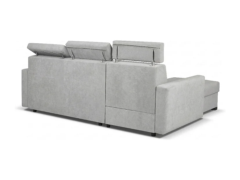 Canapé d’angle convertible gauche TANIA 261x160x103 cm en tissu GERRA 65 gris