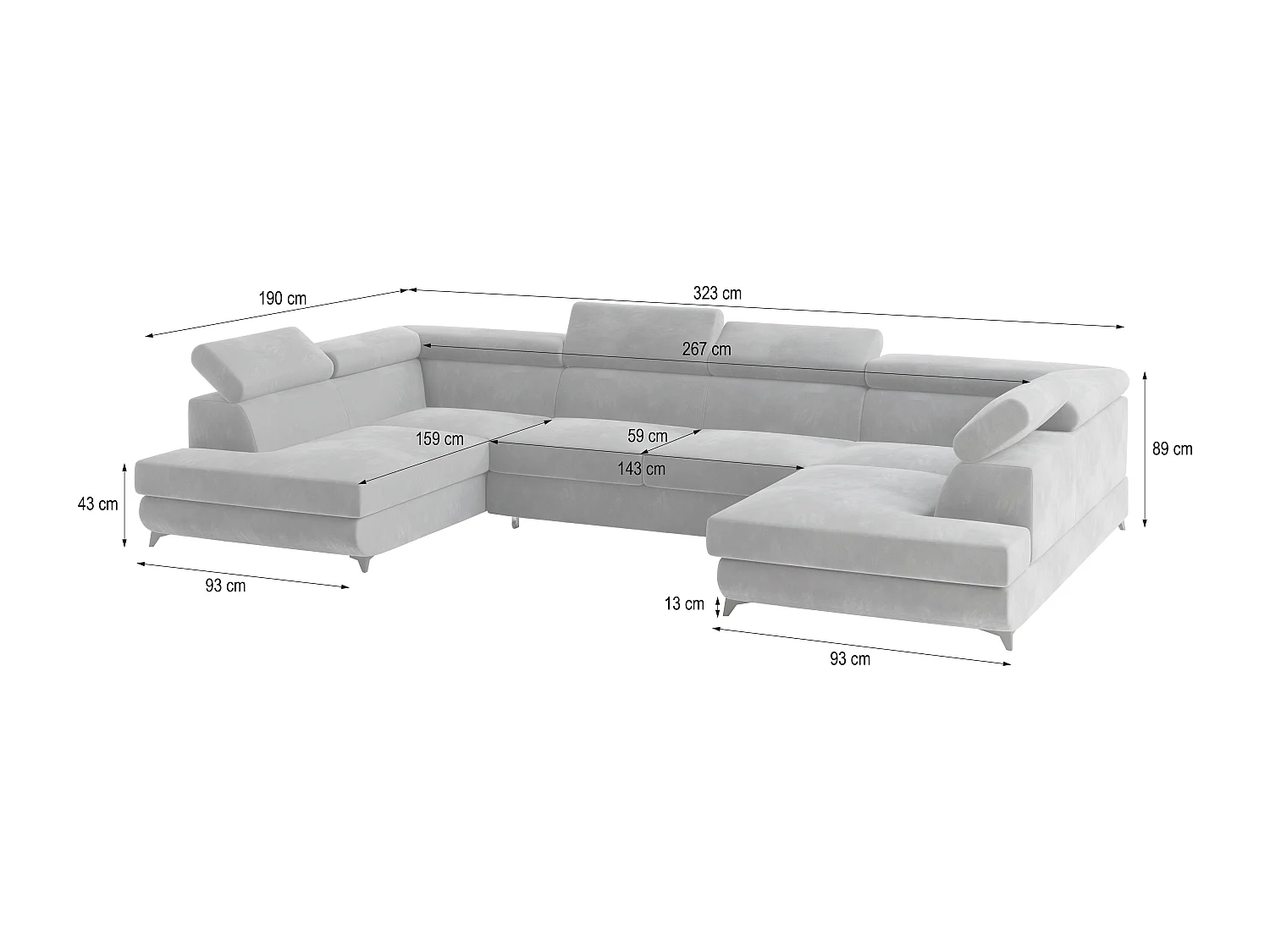 Hoekbank VINTESSA van fluweel met slaapfunctie Beige