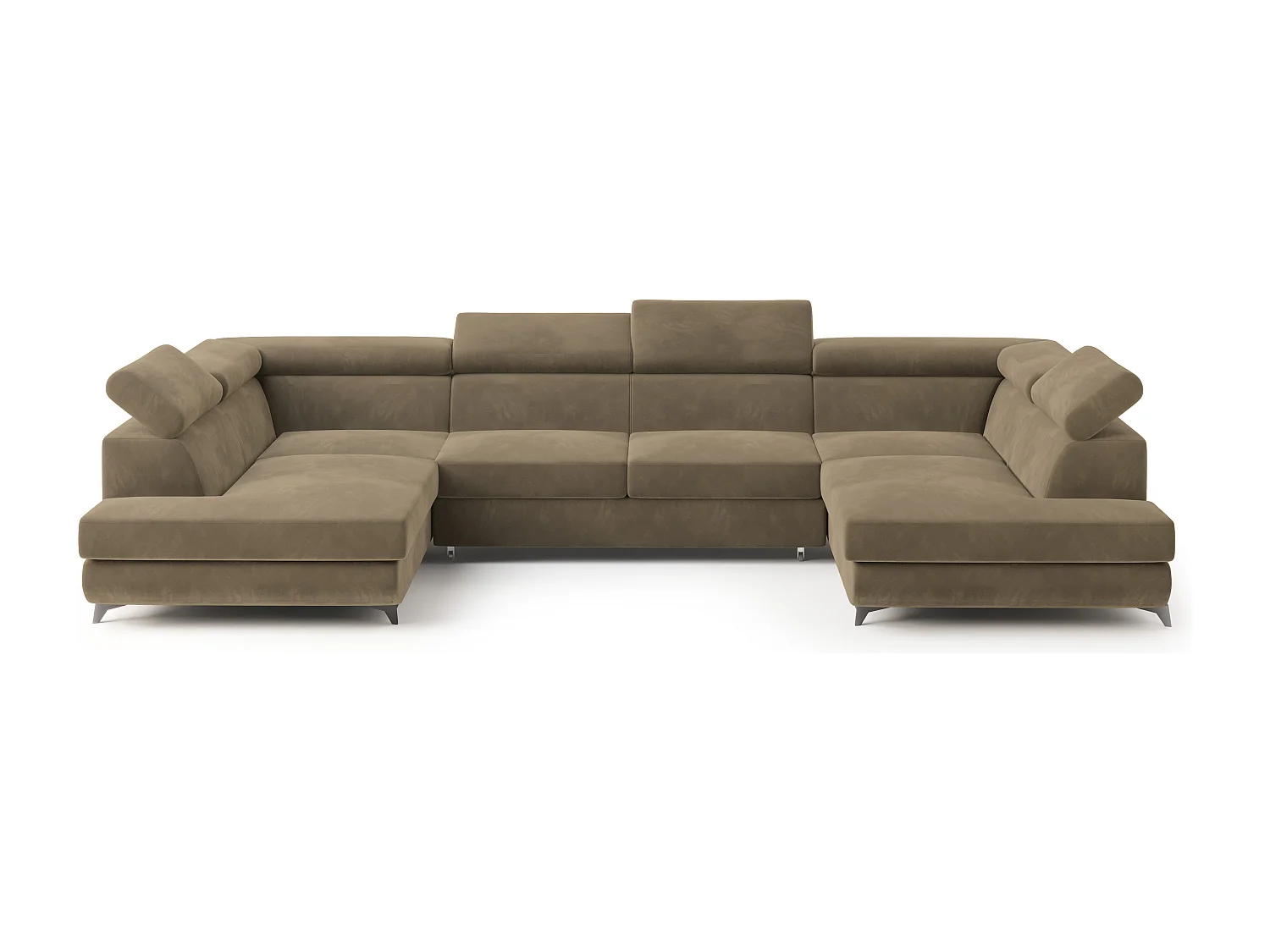 Hoekbank VINTESSA van fluweel met slaapfunctie Beige