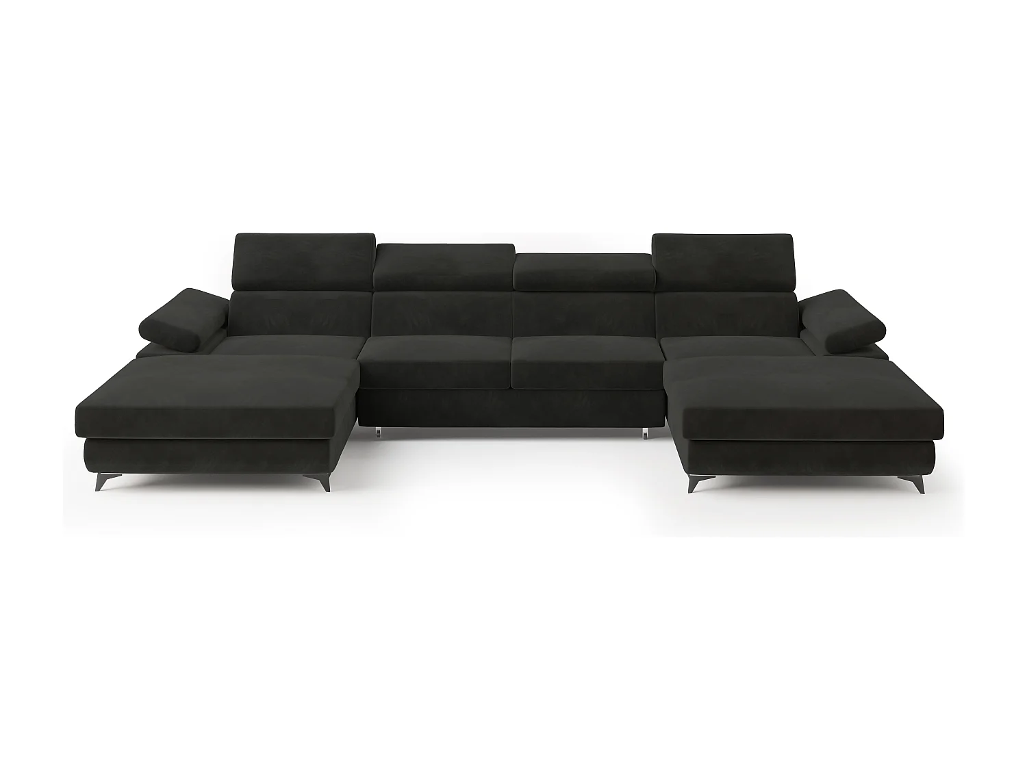 Hoekbank DETTI van fluweel met slaapfunctie Schwarz